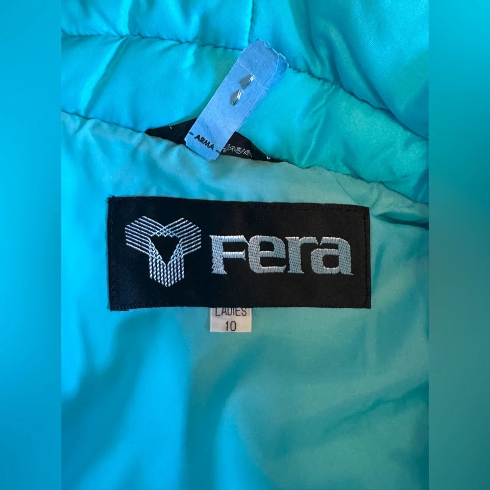 80s Vintage Turquoise Fera Ski Puffer Jacket Sz M - Picture 3 of 8